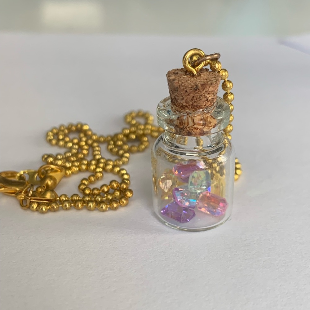 Gems in a bottle necklace